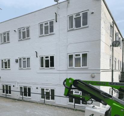Complete transformation visible across all elevations following expert exterior painting in Wellingborough.