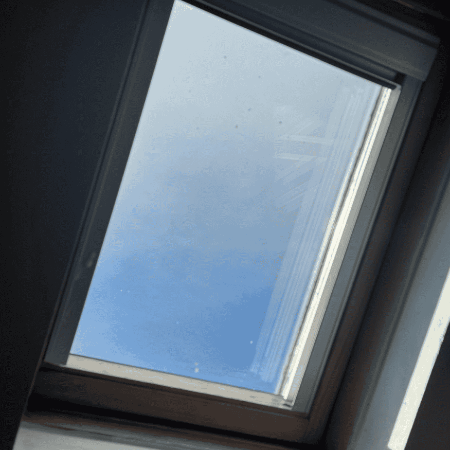 Skylight fully cleaned and restored, allowing maximum daylight into the space.