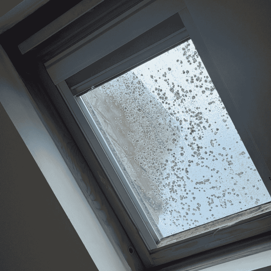 Before: Dirty, unclean skylight needing attention.